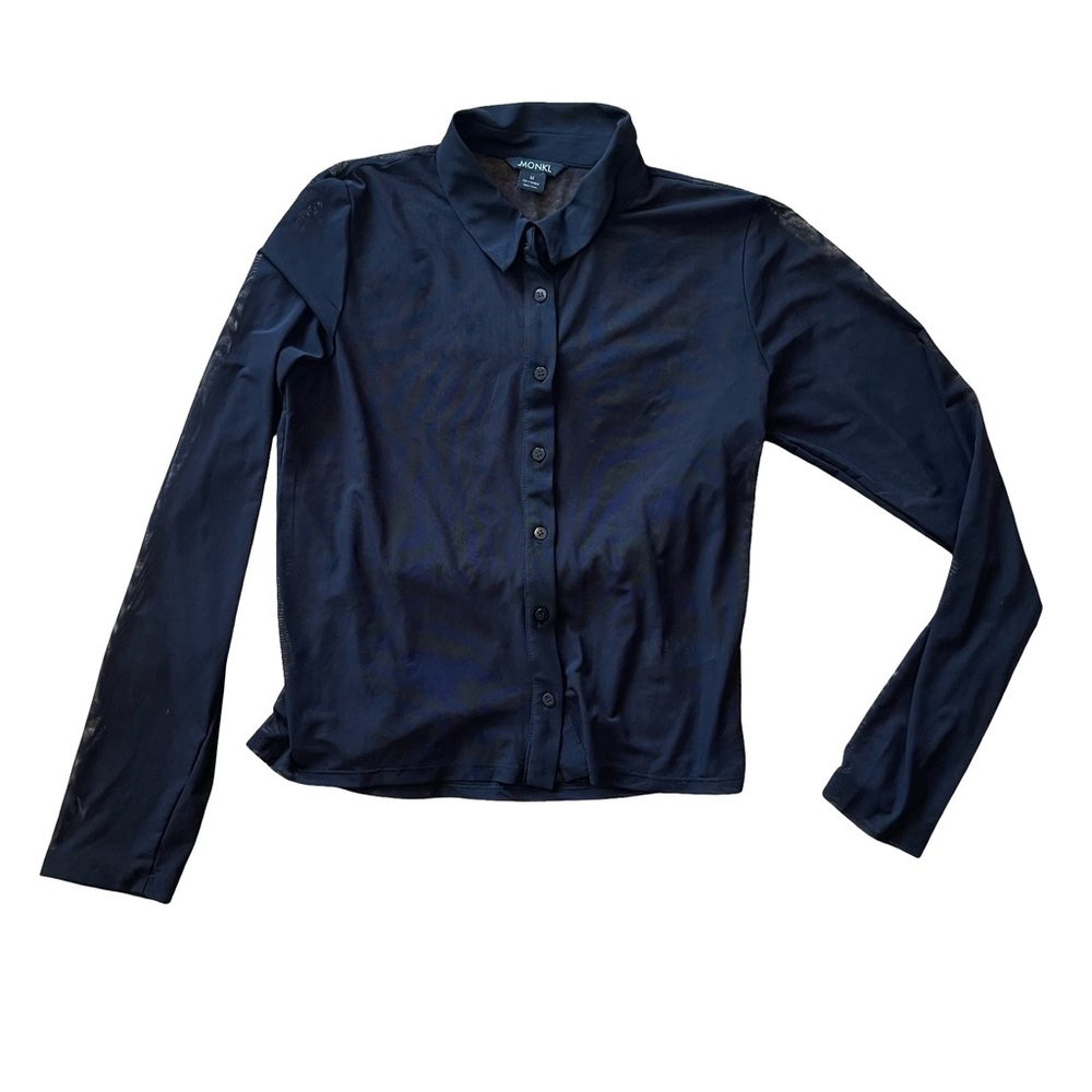 ASOS Monki Sheer Mesh Button-Down Shirt
